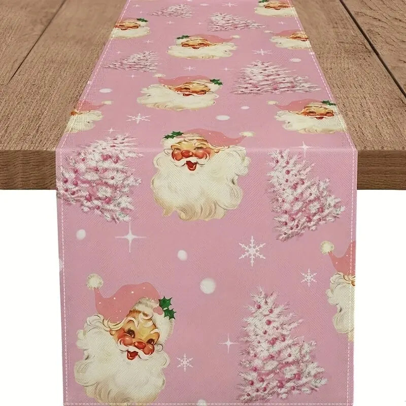 Pink Santa Claus Theme Decoration Kitchen Table Rectangular