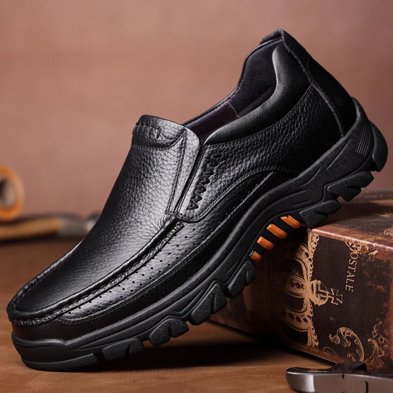 100 Genuine Leather Shoes Men Loafers Soft Cowhide