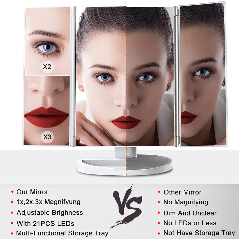 72 LED Light Vanity Mirror 1/2/3X Magnifying Cosmetic