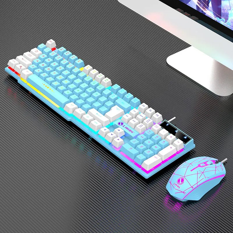 Wired Keyboard And Mouse Set Usb Luminous Mechanical