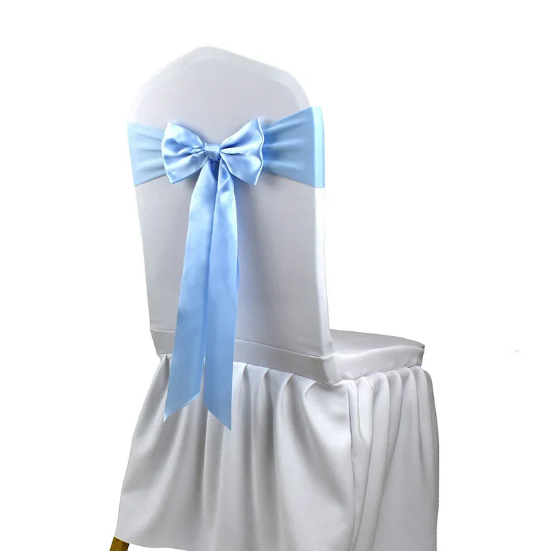 10pcs/50pcs Satin Spandex Chair Bow Band Ribbon Chair