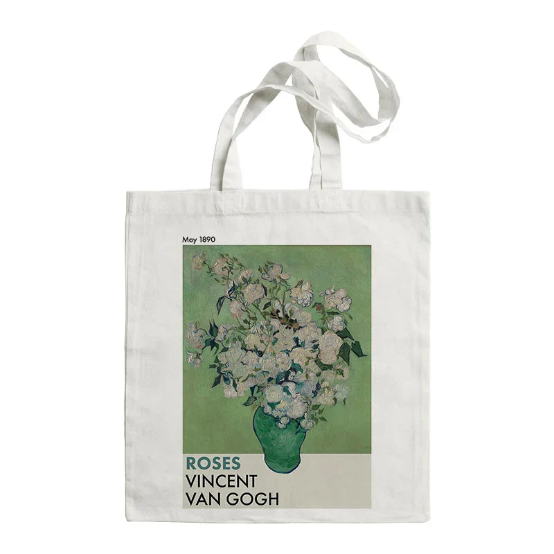 Van Gogh Painting Women Canvas Shoulder Bag High Capacity Tote Bag Aesthetics Shopping Bags Cotton Handbags Books Bag For Girls