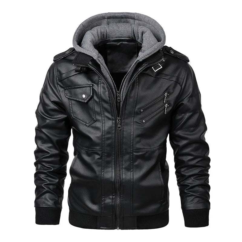 KB New Men's Leather Jackets Autumn Casual Motorcycle