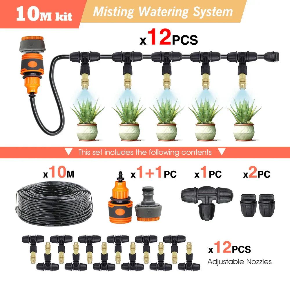 30-5M Garden Adjustable Brass Nozzle Misting Watering System