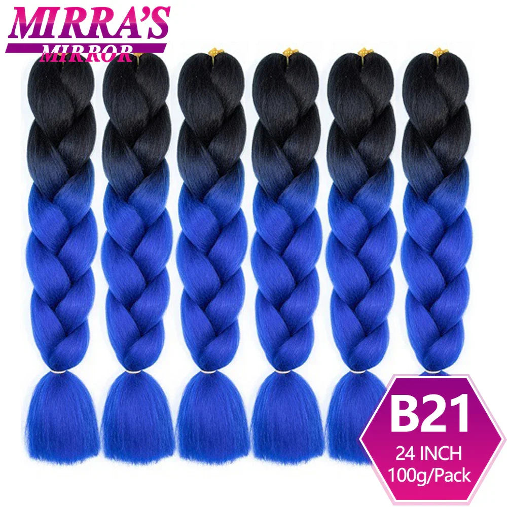 Synthetic Jumbo Braids Hair Omber Braiding Hair Extensions for Women Yaki Texture Black Blue Fake Hair Mirra’s Mirror