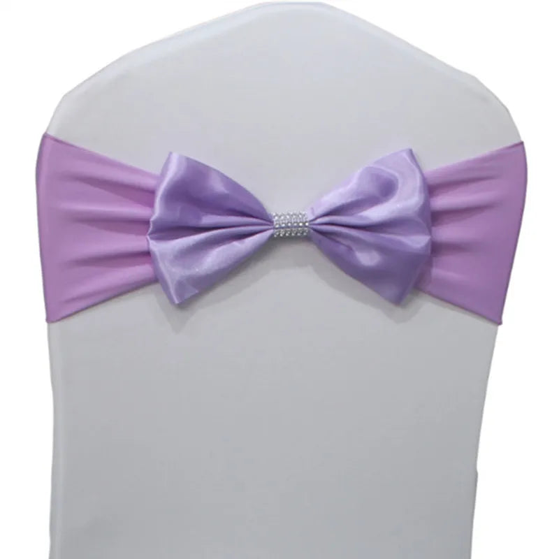 10pcs/50pcs Free Tie Wedding Satin Chair Sash Elastic