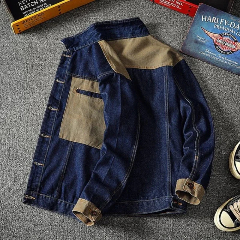 2023 Autumn Motor Denim Jacket Foe Men High