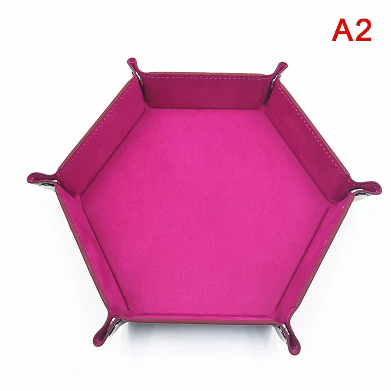 1pc Folding Hexagon/Triangle Dice Tray Purple Dice Box