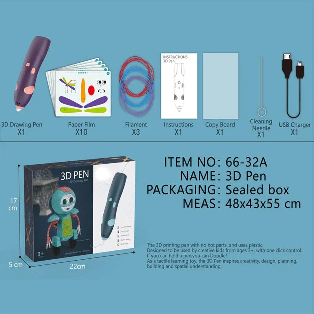 Wireless 3D Doodle Pen for Kids - Low