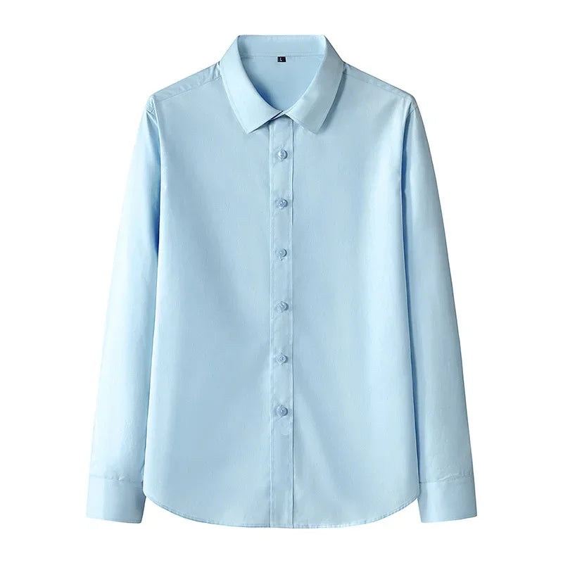 New Solid Color Men's Long-sleeved Shirt Business Casual