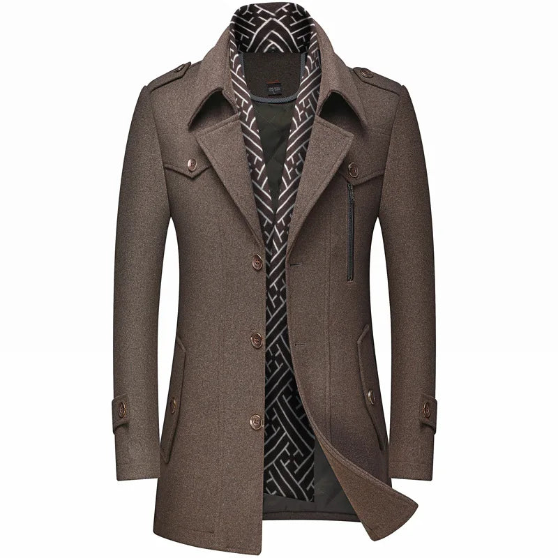 Winter Men Wool Coats New Fashion Middle Long