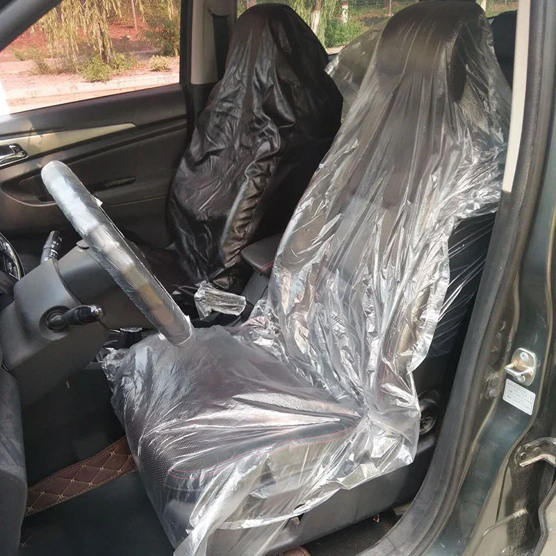 50Pcs Disposable Car Seat Covers Transparent Waterproof Dust