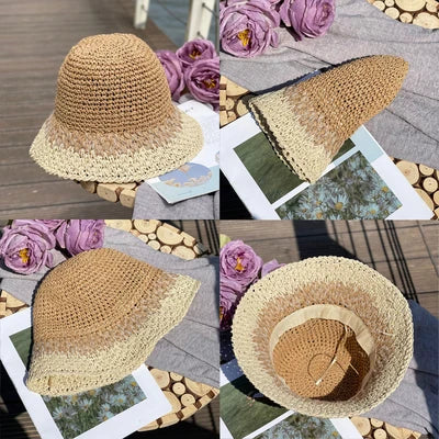 Gradient Straw Fisherman Hat Ladies Sweet Summer Sun