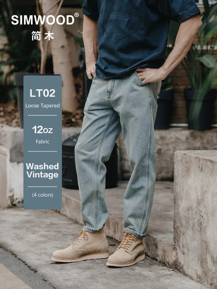 SIMWOOD 2024 Spring Summer New Loose Tapered Jeans