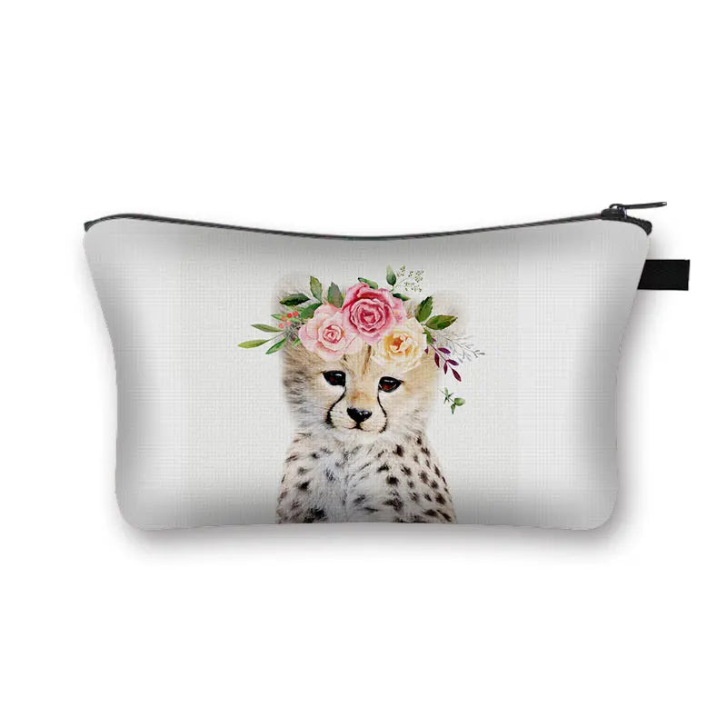 Animal Print Cosmetic Bag Women Makeup Bag Kawaii