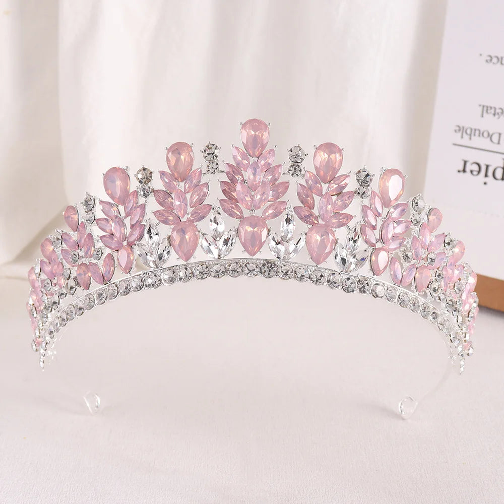 Baroque Green Opal Wedding Headband Crystal Bridal Crowns