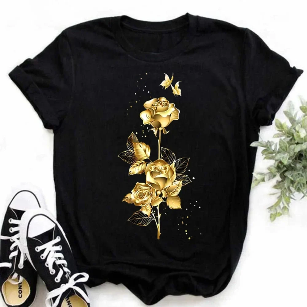 Plus Size Maycaur New Fashion Gold Rose Print