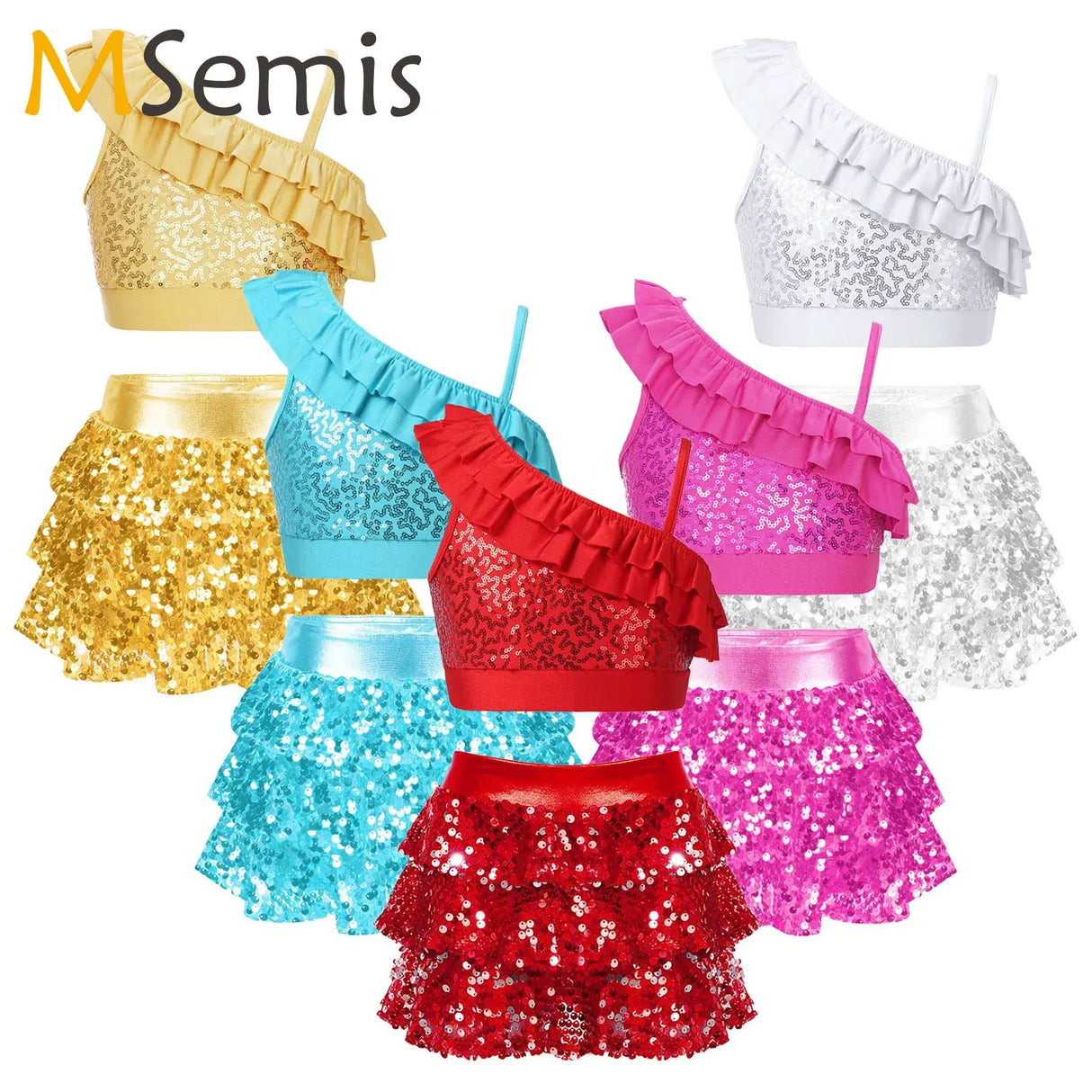 Kids Girls Sequins Hip Hop Dance Sets Ballarina