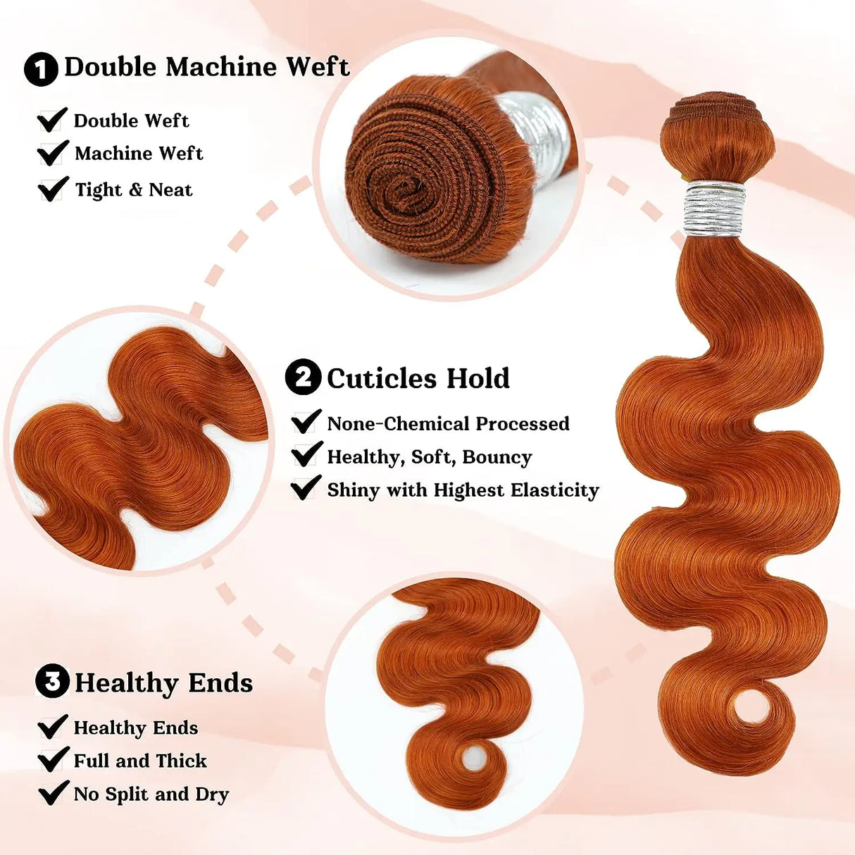Orange Ginger Bundles Brazilian Human Hair Body Wave
