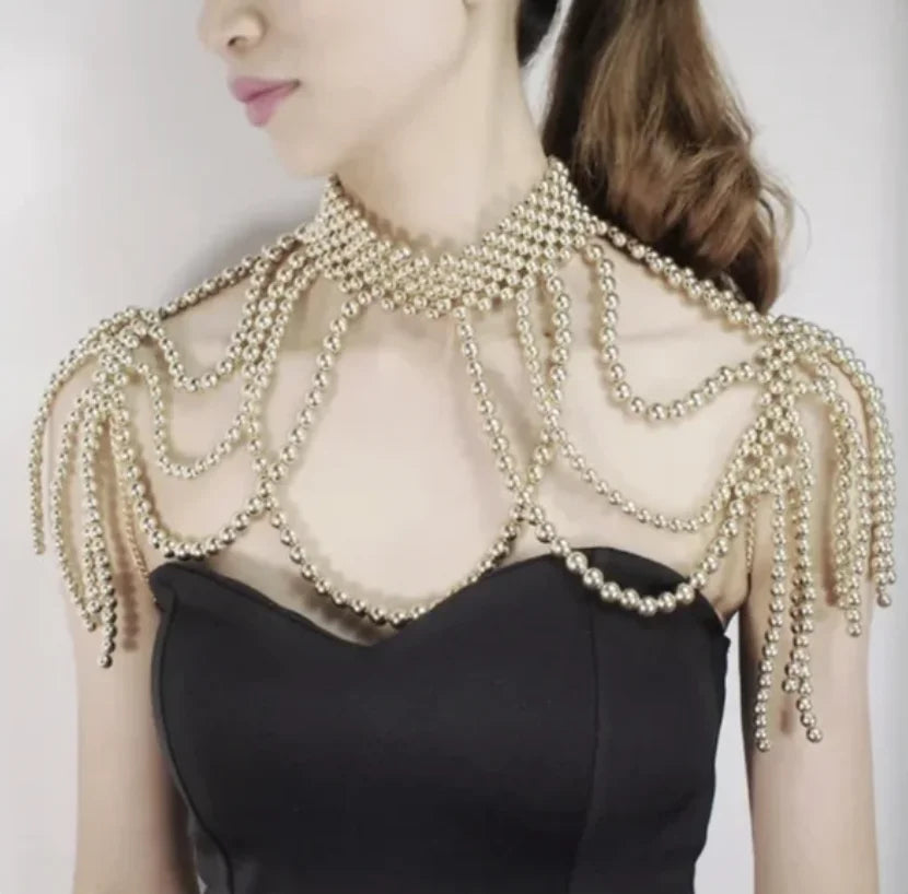 Body Chain Jewelry Pearl Sexy Beaded Collar Shoulder