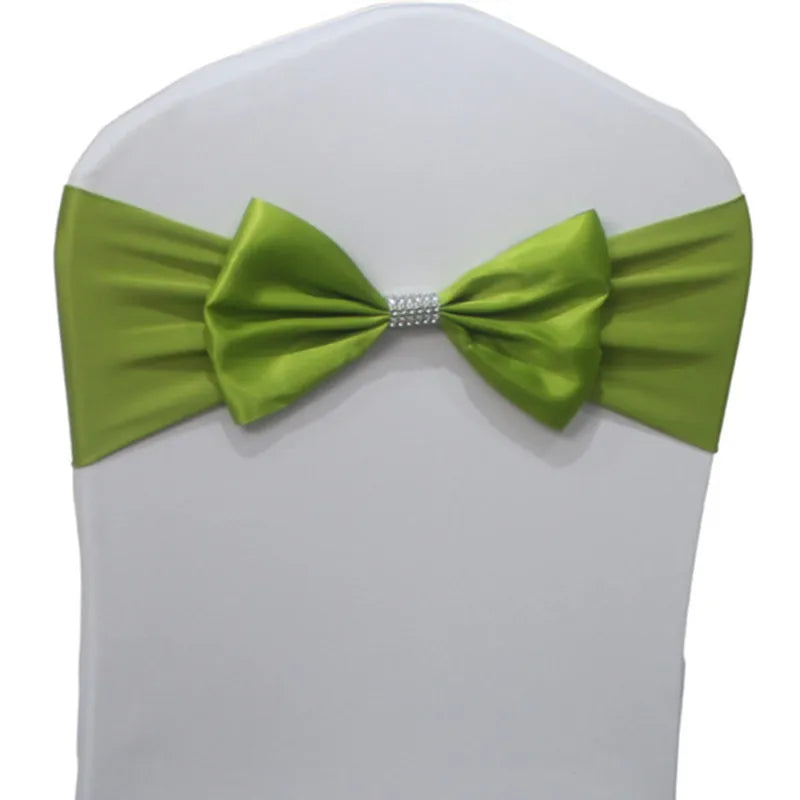 10pcs/50pcs Free Tie Wedding Satin Chair Sash Elastic