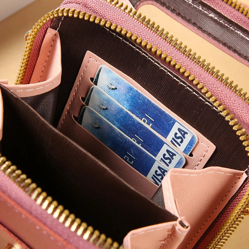 Women Bags Soft Leather Wallets Touch Screen Cell