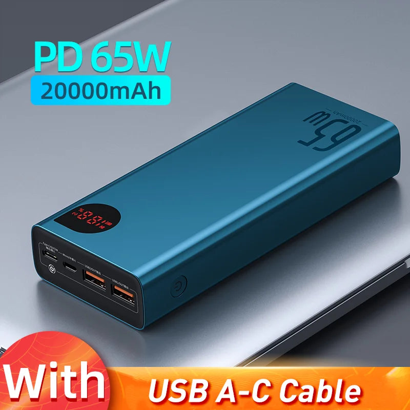 Baseus 65W Power Bank 20000mah External Battery Portable