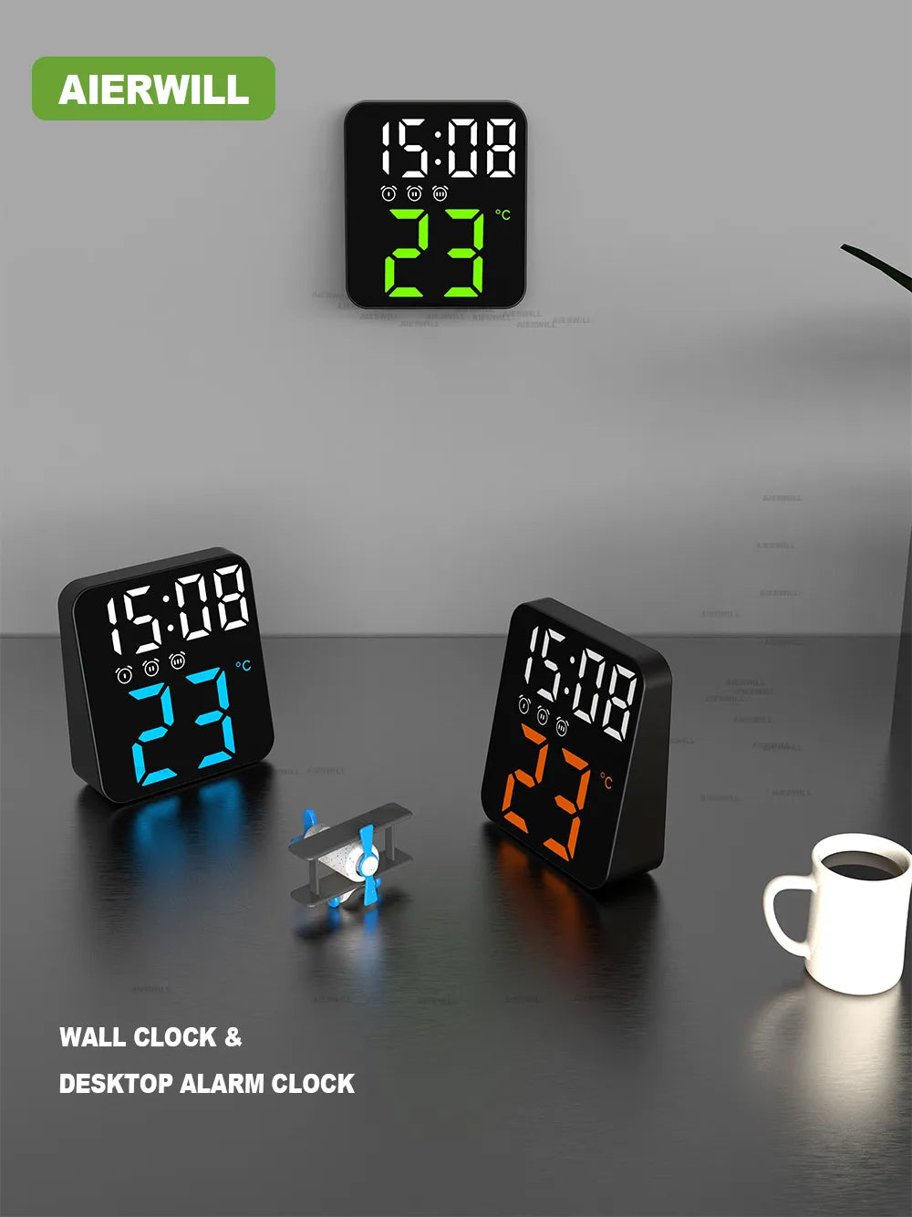 Digital Alarm Clock for Bedrooms with Temperature Adjustable
