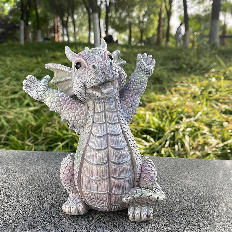 Resin Dragon Meditated Statue Courtyard Dragon Sculpture Dinosaur