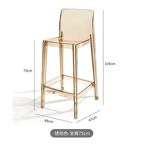 Nordic Acrylic Transparent Bar Chairs Modern Backrest Household