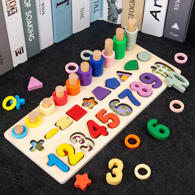 Kids Montessori Math Toys Toddlers Educational Wooden Puzzle