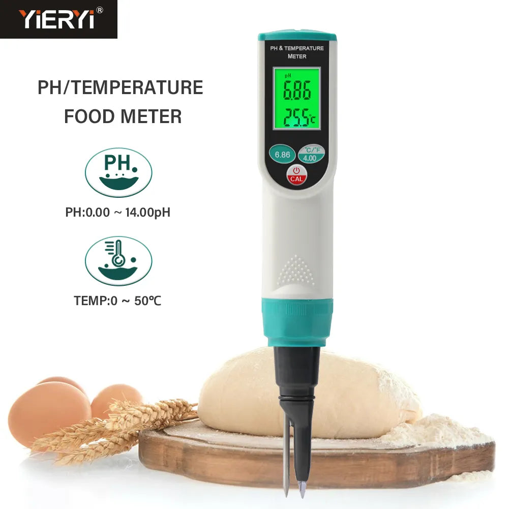 Professional Food PH Meter 0.00~14.00pH Temp pH Tester
