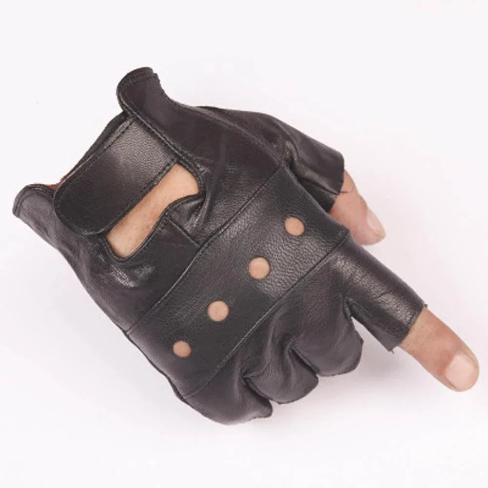 1Pair PU Leather Gloves Outdoor Black Motorcycle Driving
