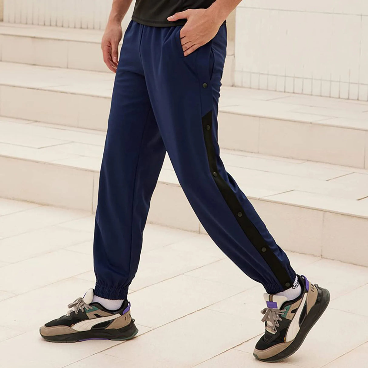 Sports Pants Men's Casual Sweatpants Fashion Side-open Button-down