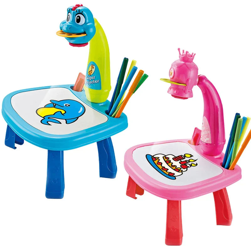 Kids Painting Board Toys Children LED Projector Art