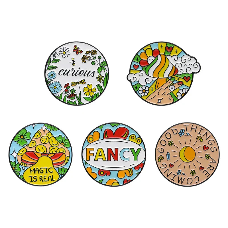 Outdoor Natural Scenery 3-6pcs/set Enamel Pins Custom Cosmic Mountains Travel Brooches Lapel Badges Jewelry Gift for Friends