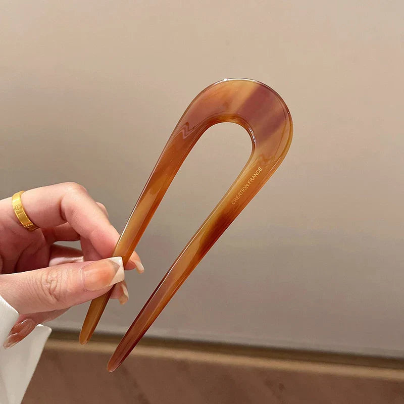 Trendy U-Shaped Acetic Acid Hairpin Girls Hair Fork