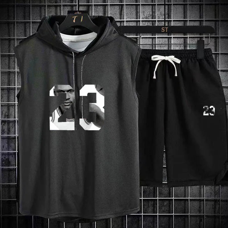 Men's track suit summer sportswear two-piece t-shirt shorts