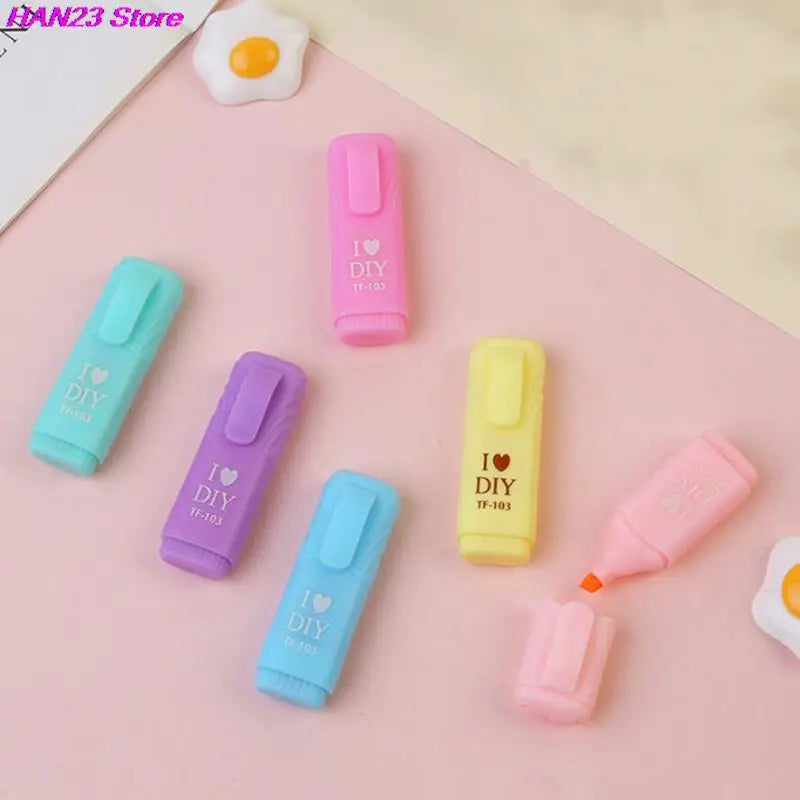6Pcs/Lot Cute Cartoon Cat Highlighters School Office Stationery