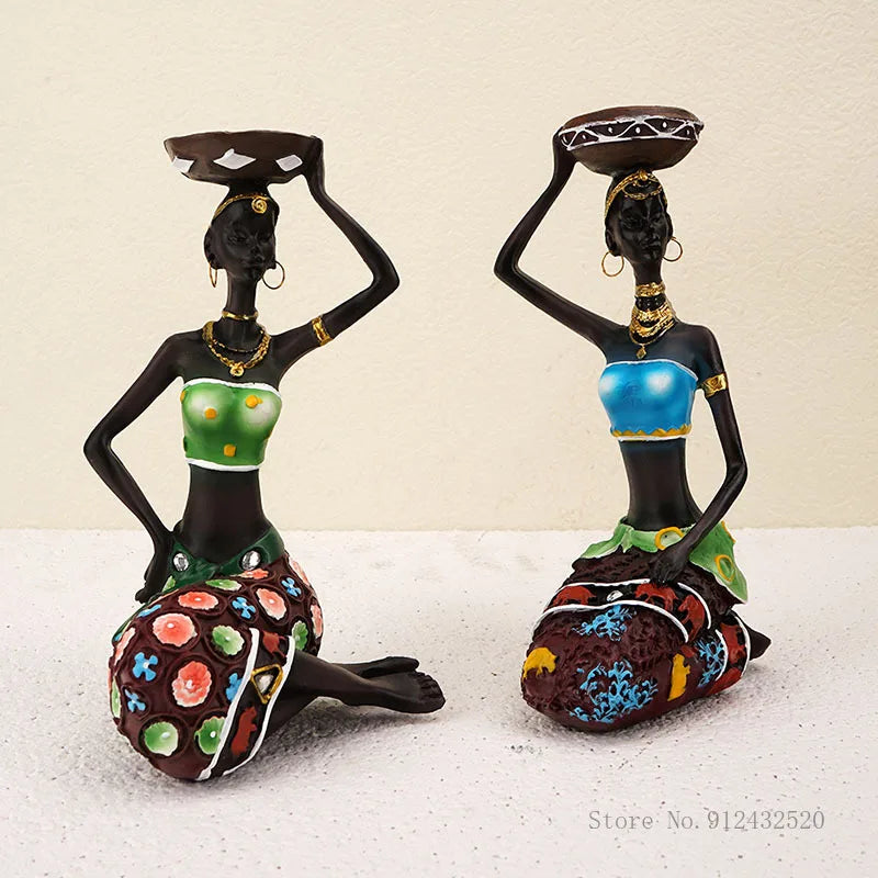 Creative Europe African Black Figure Sculpture Candle Holder,