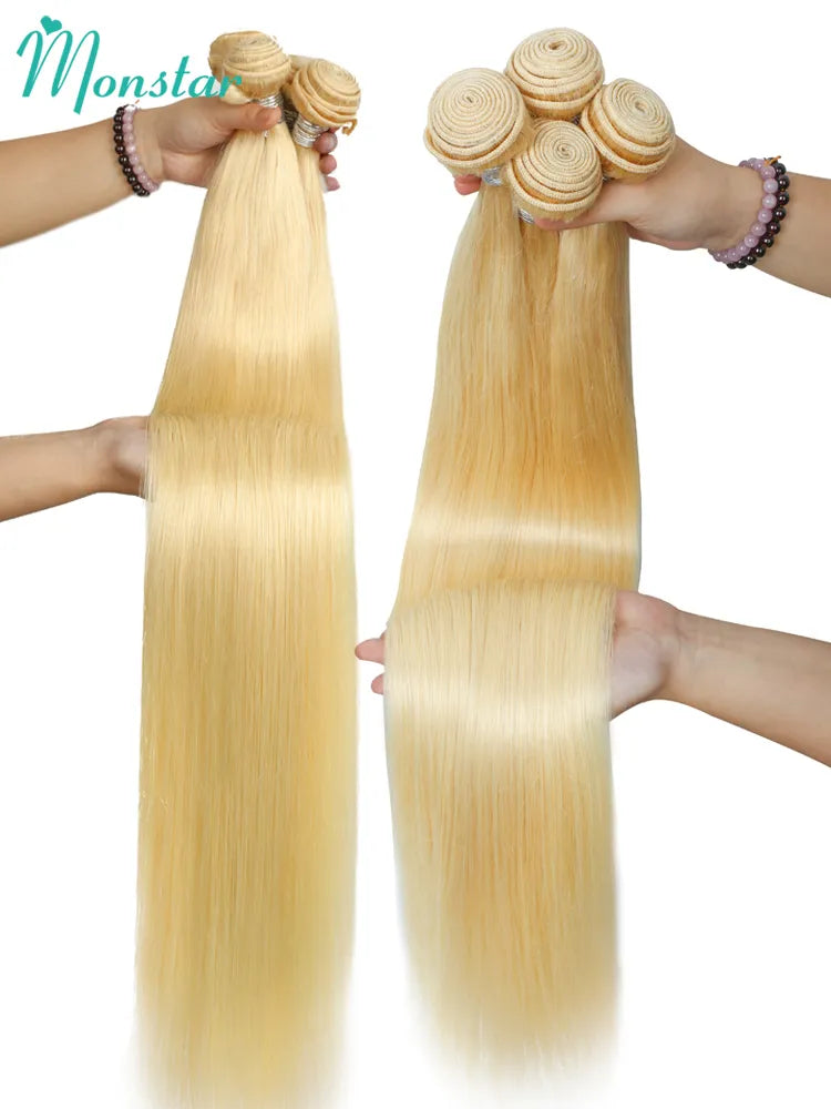 Monstar 1/3/4 613 Blonde Straight Hair Bundles Brazilian