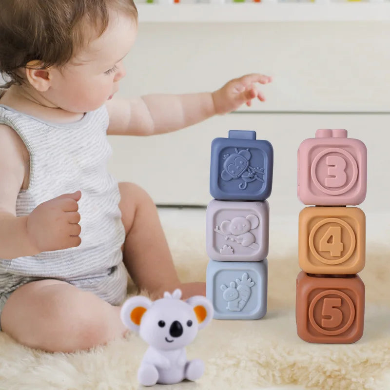Block Toy Soft Silicone Soft Cubes Stacking Tower