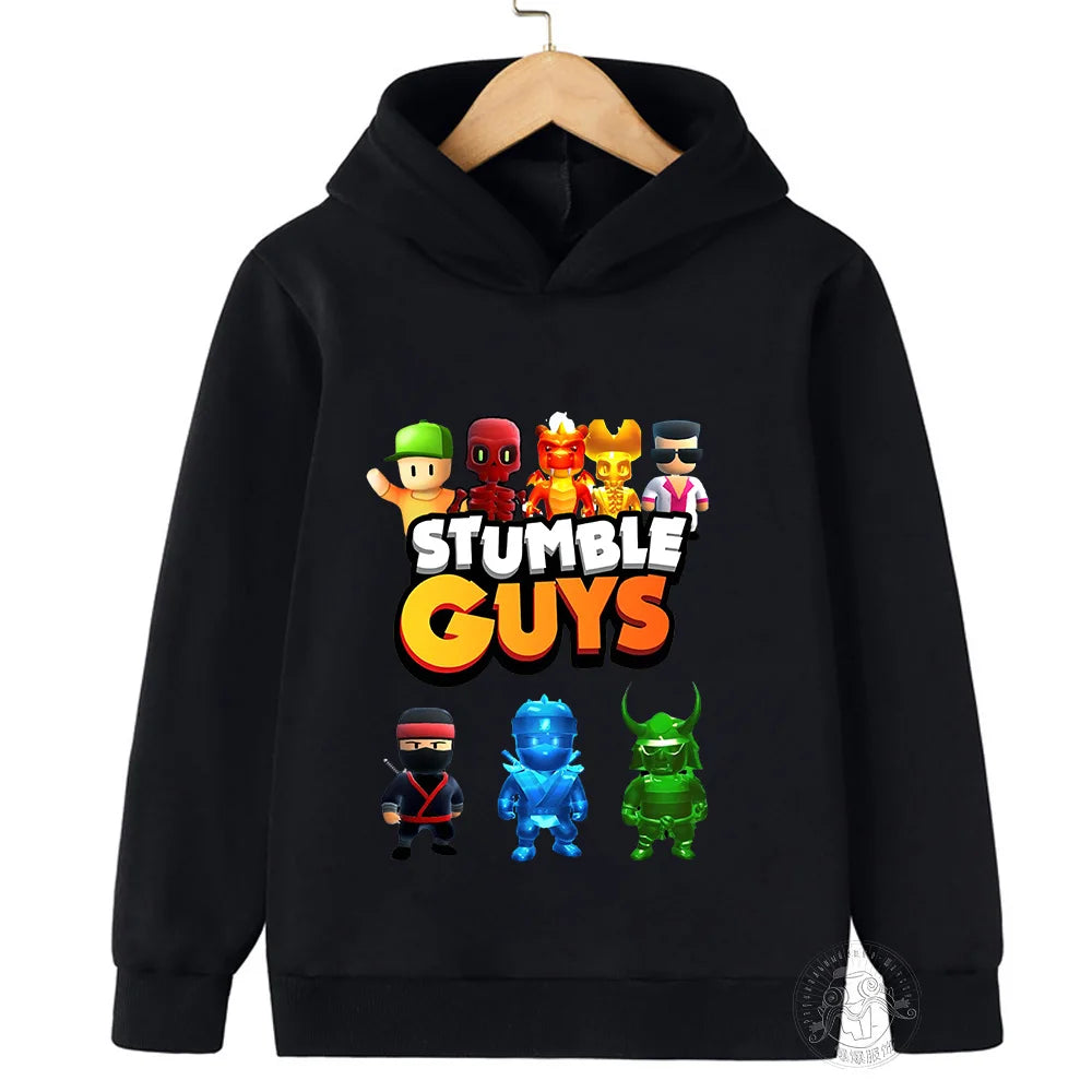 Kids Anime Stumble Guys Hooded Sweatshirts Long Sleeve
