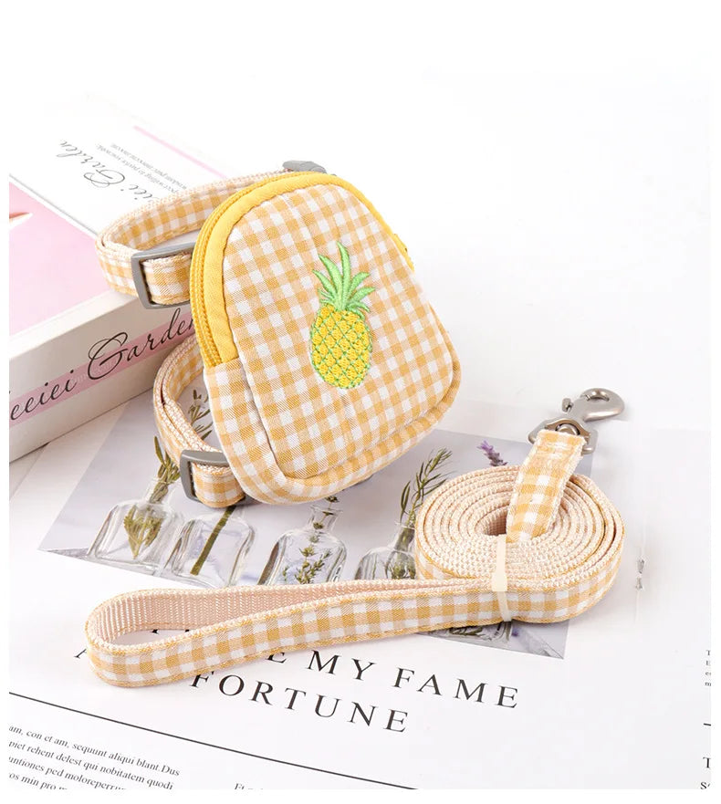 Sweet Embroidery Pattern Dog Leash Bag Functional Pet