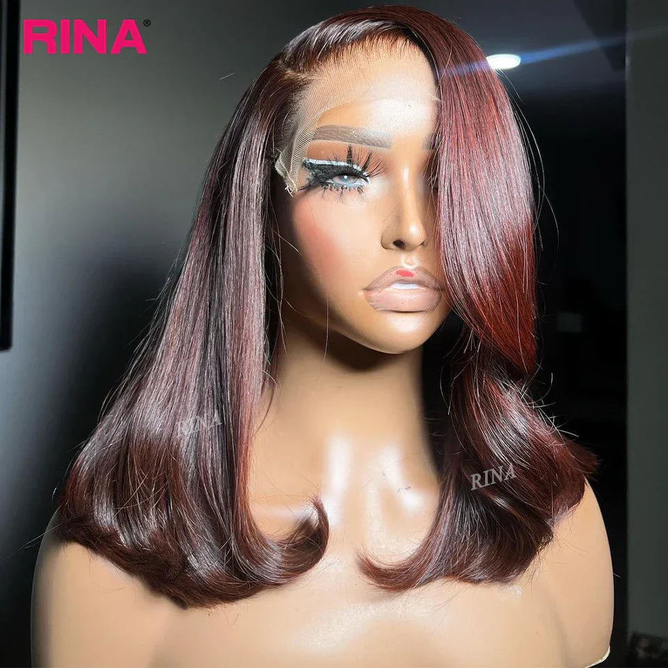 180 Density 13x4 Reddish Brown Short Bob Lace