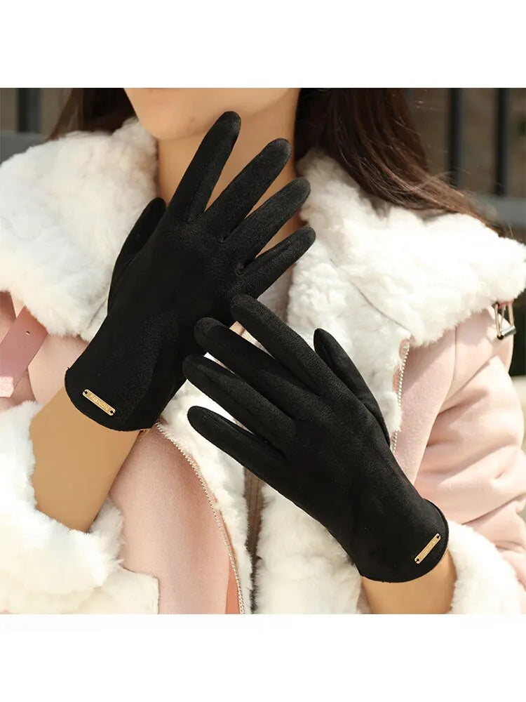 New Winter Padded Warm Gloves Cute Solid Color