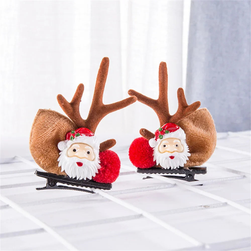 2pcs Pack Cute Reindeer Ears Hair Clip Classic