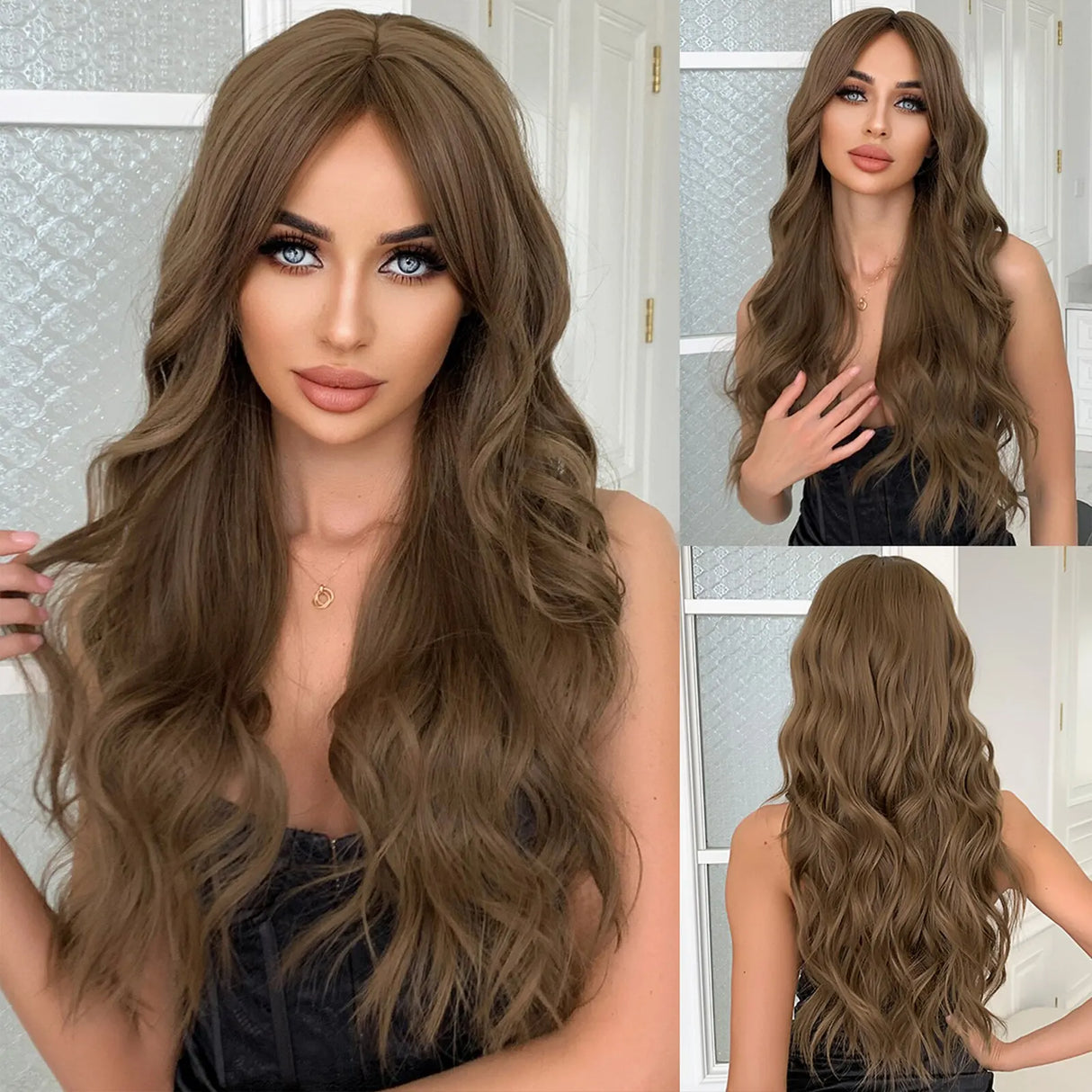 Ginger Curly Synthetic Wigs for Women Long Natural
