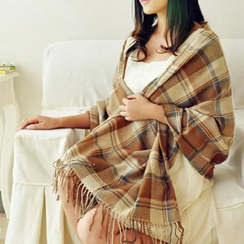 Winter Female Lattice Imitation Cashmere Scarf Autumn And