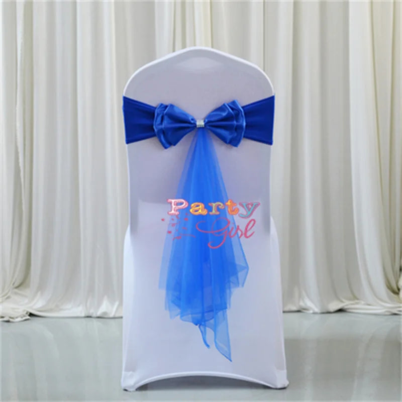 Spandex Lycra Chair Band Back Satin Bow Swag
